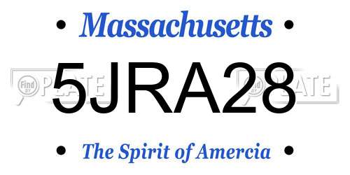 5JRA28 Massachusetts License Plate