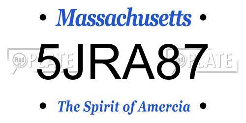5JRA87 Massachusetts License Plate