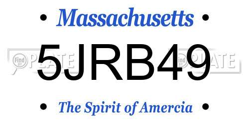 5JRB49 Massachusetts License Plate