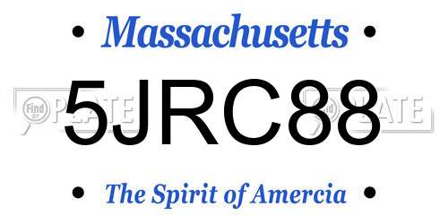 5JRC88 Massachusetts License Plate
