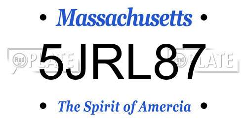 5JRL87 Massachusetts License Plate