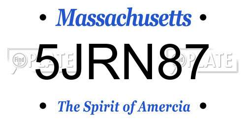5JRN87 Massachusetts License Plate