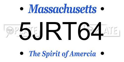 5JRT64 Massachusetts License Plate