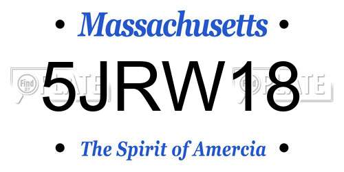 5JRW18 Massachusetts License Plate