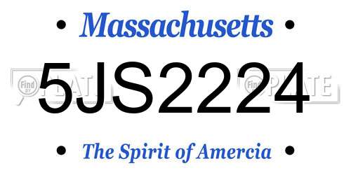 5JS2224 Massachusetts License Plate