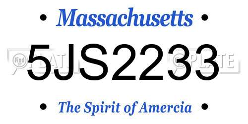 5JS2233 Massachusetts License Plate