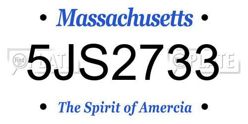 5JS2733 Massachusetts License Plate