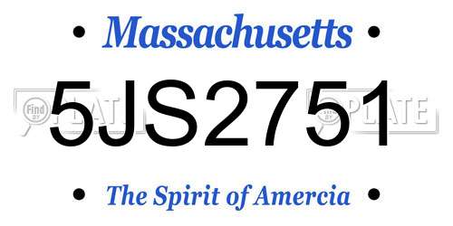 5JS2751 Massachusetts License Plate
