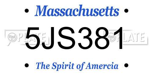 5JS381 Massachusetts License Plate