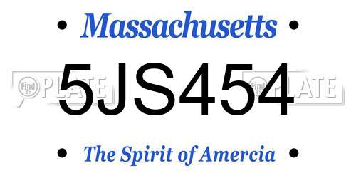 5JS454 Massachusetts License Plate