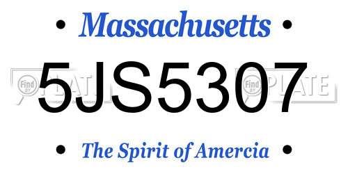 5JS5307 Massachusetts License Plate