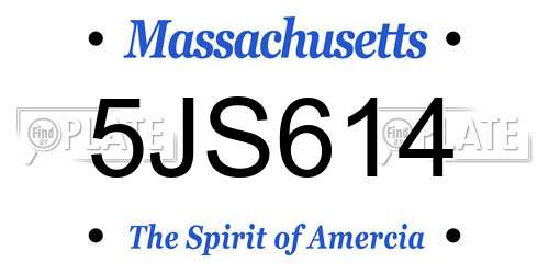 5JS614 Massachusetts License Plate