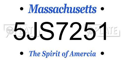 5JS7251 Massachusetts License Plate