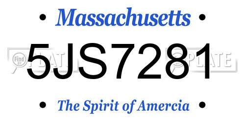 5JS7281 Massachusetts License Plate