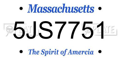 5JS7751 Massachusetts License Plate