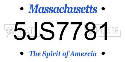 5JS7781 Massachusetts License Plate