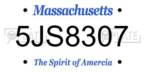 5JS8307 Massachusetts License Plate