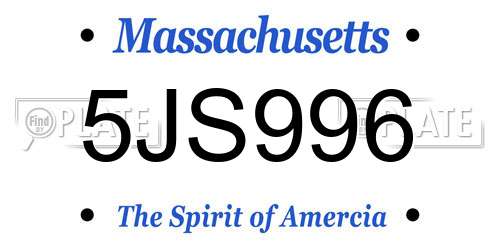 5JS996 Massachusetts License Plate