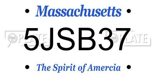 5JSB37 Massachusetts License Plate
