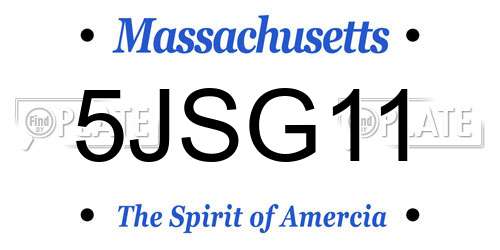 5JSG11 Massachusetts License Plate