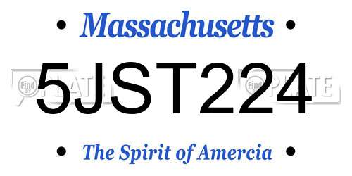 5JST224 Massachusetts License Plate