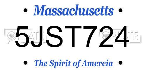 5JST724 Massachusetts License Plate