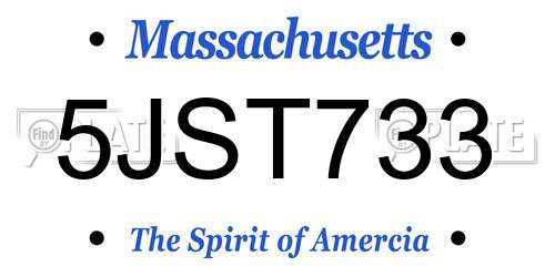 5JST733 Massachusetts License Plate