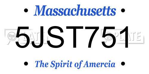 5JST751 Massachusetts License Plate