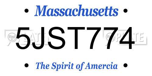 5JST774 Massachusetts License Plate