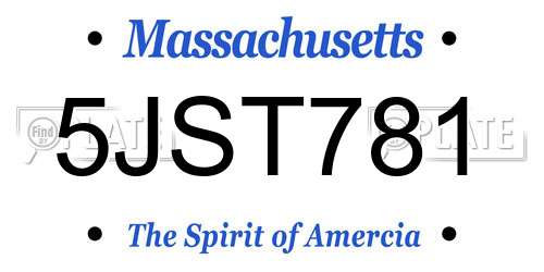 5JST781 Massachusetts License Plate