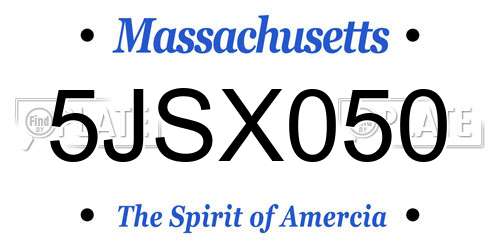 5JSX050 Massachusetts License Plate
