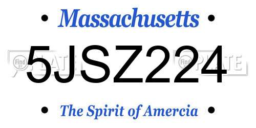 5JSZ224 Massachusetts License Plate