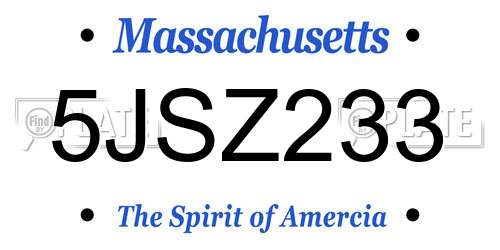 5JSZ233 Massachusetts License Plate