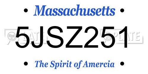 5JSZ251 Massachusetts License Plate