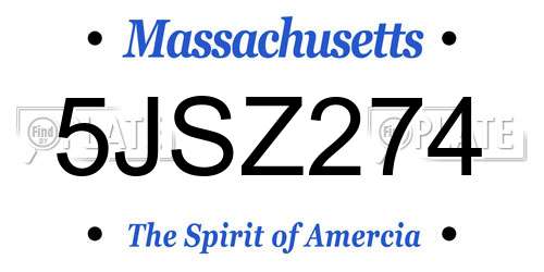 5JSZ274 Massachusetts License Plate