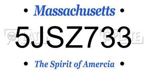 5JSZ733 Massachusetts License Plate