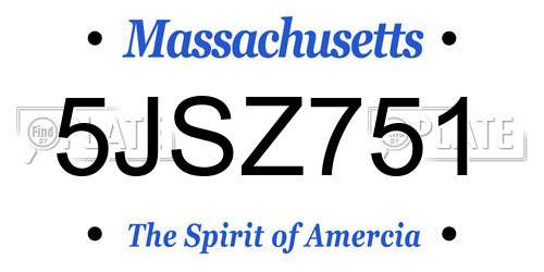 5JSZ751 Massachusetts License Plate