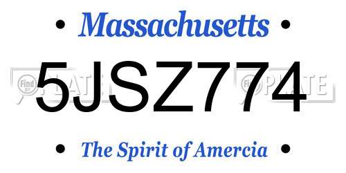 5JSZ774 Massachusetts License Plate