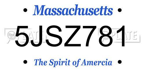 5JSZ781 Massachusetts License Plate