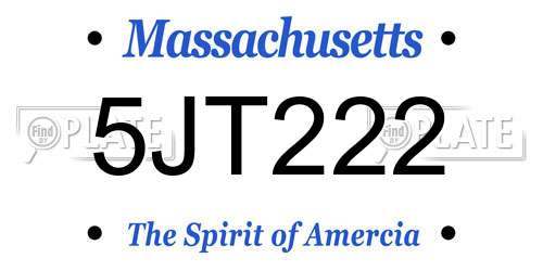5JT222 Massachusetts License Plate