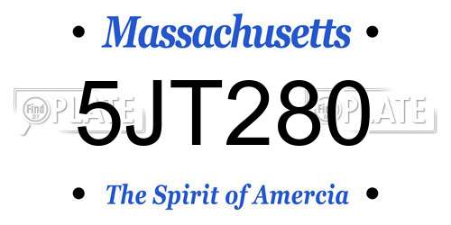 5JT280 Massachusetts License Plate
