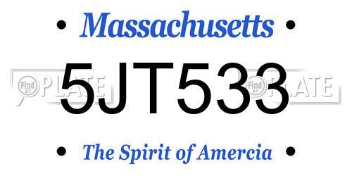 5JT533 Massachusetts License Plate