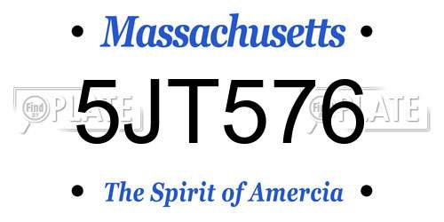 5JT576 Massachusetts License Plate