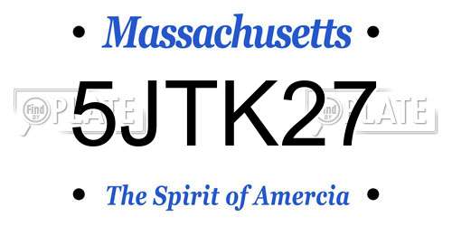 5JTK27 Massachusetts License Plate