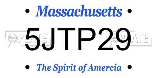 5JTP29 Massachusetts License Plate