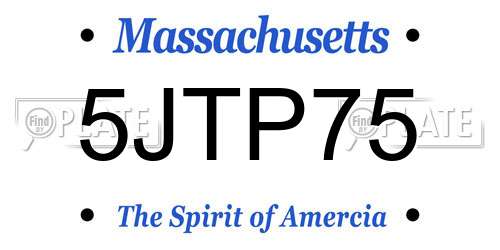 5JTP75 Massachusetts License Plate