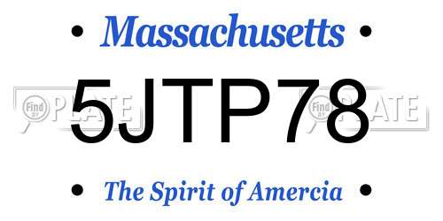5JTP78 Massachusetts License Plate