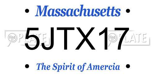 5JTX17 Massachusetts License Plate