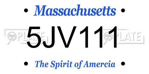 5JV111 Massachusetts License Plate