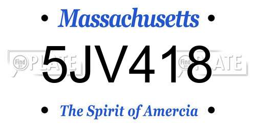 5JV418 Massachusetts License Plate
